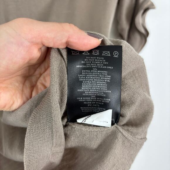 Vintage Burberry Ruffle Zip Sweater Merino Wool Silk S - Picture 6 of 12